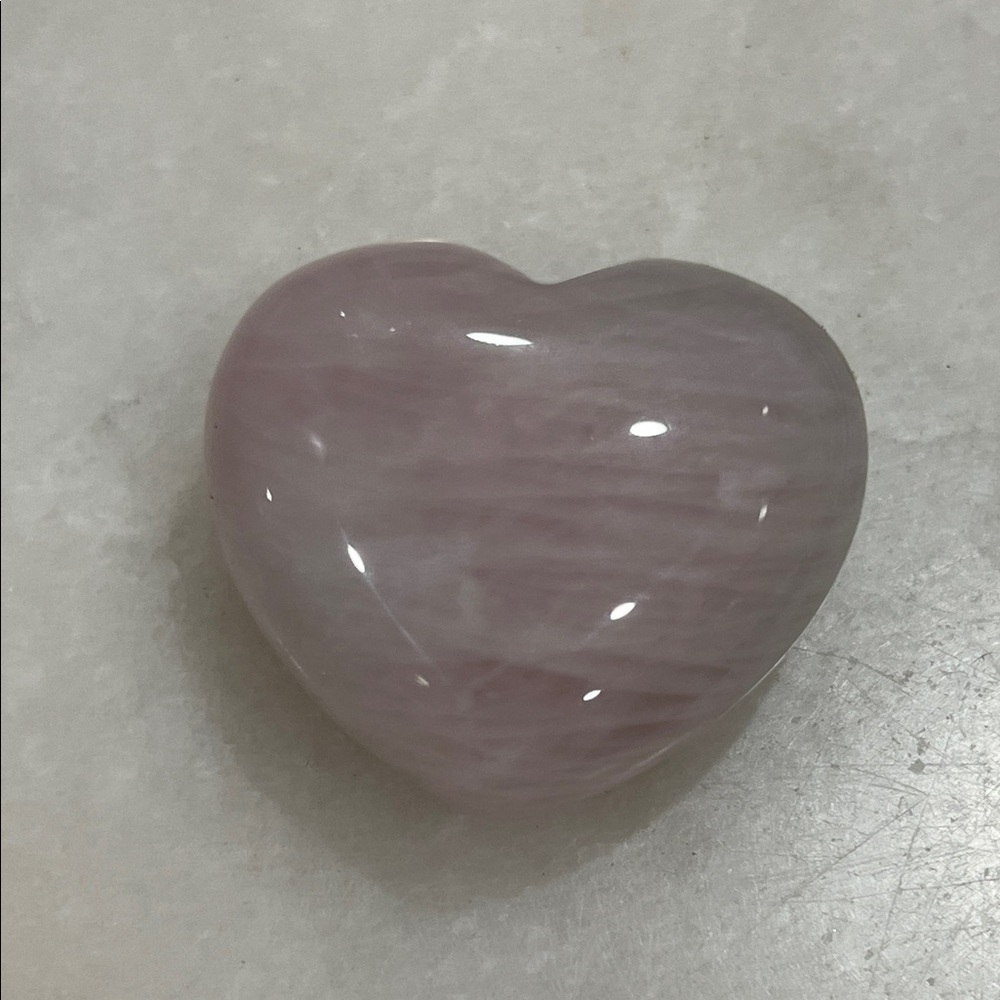 Pink Quartz Puffy Heart Shaped Palm Stone